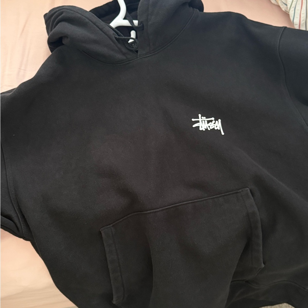 Stussy Black and White Logo Hoodie